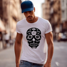 Mexikanskt socker Skull 2 svart och vit Manar T Shirt