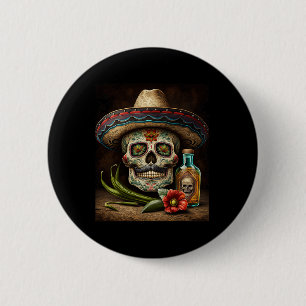 Mexikanskt socker Skull Tequila Sombrero Cinco De Knapp