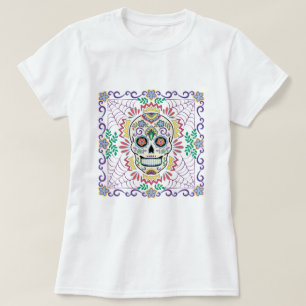 Mexikanskt sockerskal med Blåa blommor T Shirt