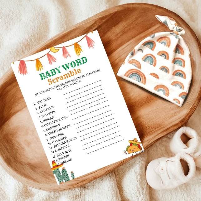 Mexikanskt Taco ord-jaktkort för babydusch Inbjudningar (Skapare uppladdad)