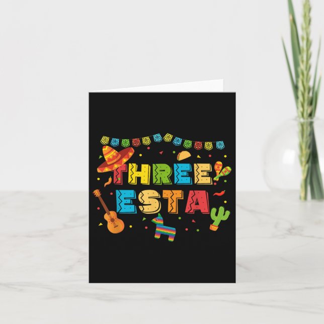 Mexikanskt tema 3:e födelsedag 3 år gamla barn 3 E Kort (Framsida)