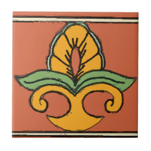 Mexikanskt Tile Stil Land Fleur De Lis Kakelplatta