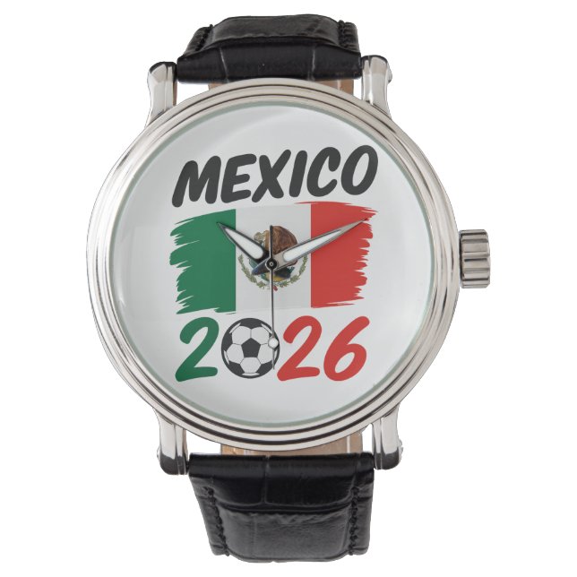 Mexiko 2026 Fotbollsfan-design med fotboll Armbandsur (Framsida)