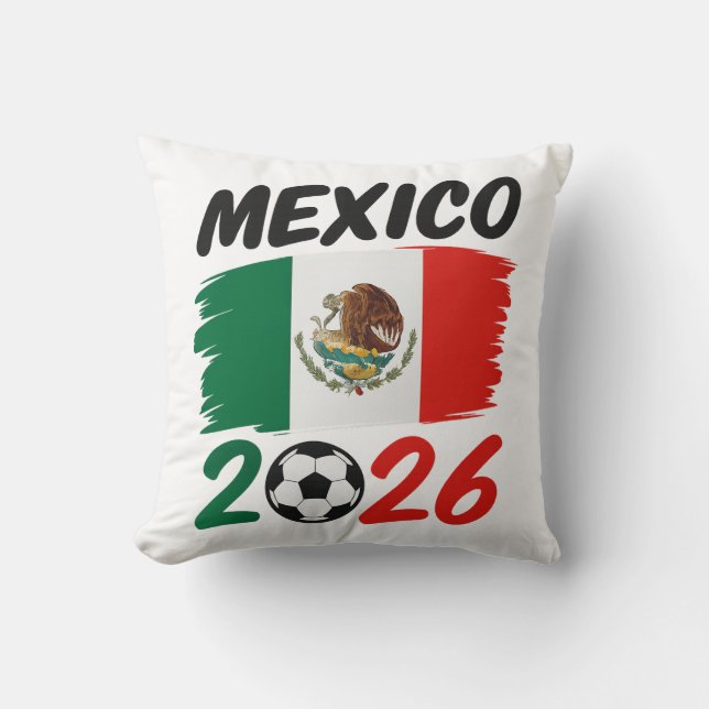 Mexiko 2026 Fotbollsfan-design med fotboll Kudde (Framsida)