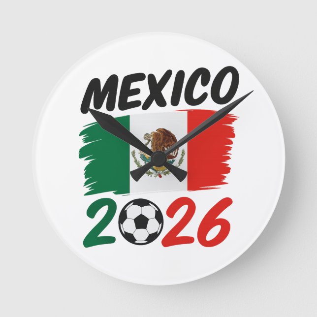 Mexiko 2026 Fotbollsfan-design med fotboll Rund Klocka (Framsida)