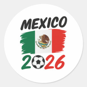 Mexiko 2026 Fotbollsfan-design med fotboll Runt Klistermärke