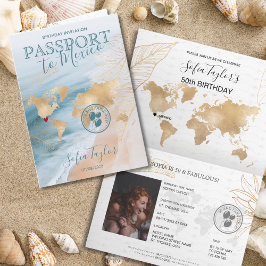Mexiko 50 och Fabulous Birthday Passport Karta Inbjudan