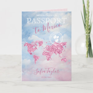 Mexiko 50 och Fabulous Birthday Passport Karta Inbjudan