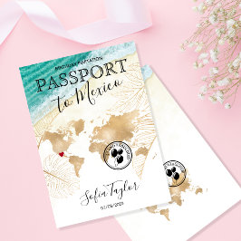 Mexiko 50 och Fabulous Birthday Passport Karta Inv Inbjudan