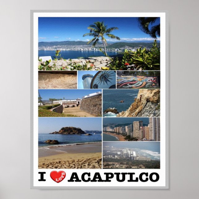Mexiko - Acapulco - I Kärlek - Poster (Framsidan)