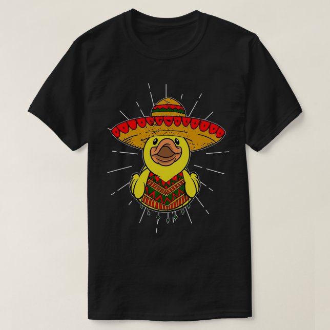 Mexiko Anka med Sombrero och Poncho T Shirt (Design framsida)