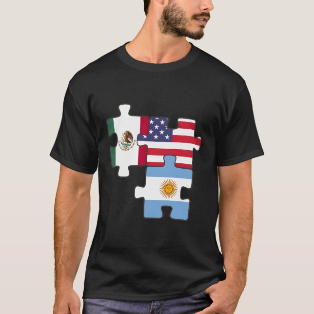 Mexiko Argentina och USA-pussel T Shirt (Framsida)