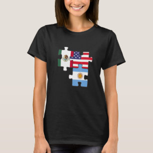 Mexiko Argentina och USA:s Puzzle Design T Shirt
