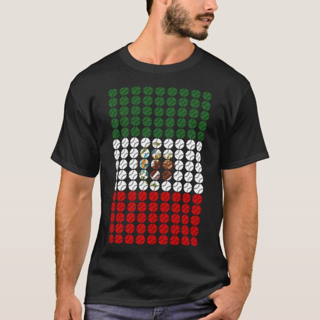 Mexiko Baseball Flagga för Mexikanska baskiska Flä T Shirt (Framsida)