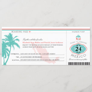 Mexiko Boarding Pass Bröllop Inbjudningar