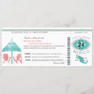 Mexiko Boarding Pass Bröllop Inbjudningar