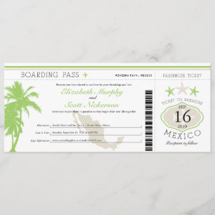 Mexiko Boarding Pass Destinationsbröllop Inbjudningar