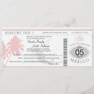 Mexiko Boarding Pass Destinationsbröllop Inbjudningar