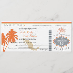 Mexiko Boarding Pass Destinationsbröllop Inbjudningar