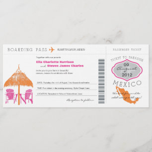 Mexiko Boarding Pass Wedding bjudande Inbjudningar