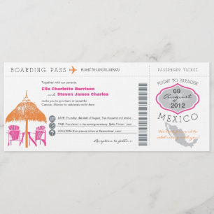 Mexiko Boarding Pass Wedding bjudande Inbjudningar