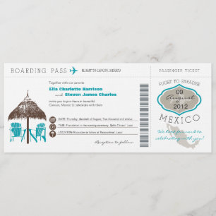 Mexiko Boarding Pass Wedding bjudande Inbjudningar
