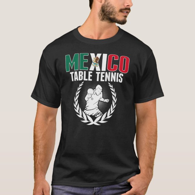 Mexiko Bord Tennis Mexican Ping Pong Team Support T Shirt (Framsida)