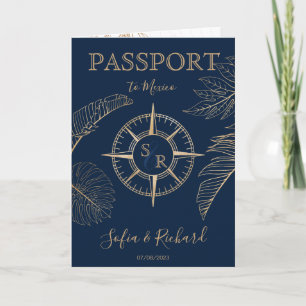 Mexiko Bröllopsdestination Pass World Map Inbjudan