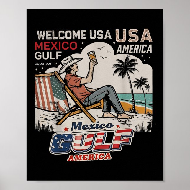 Mexiko Bukt Amerika USA Amerika Flagga Amerika Ret Poster (Framsidan)