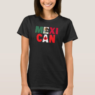 Mexiko Canada Flagga Themat för Halvkanadensiska M T Shirt