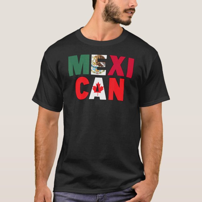Mexiko Canada Flagga Themat för Halvkanadensiska M T Shirt (Framsida)
