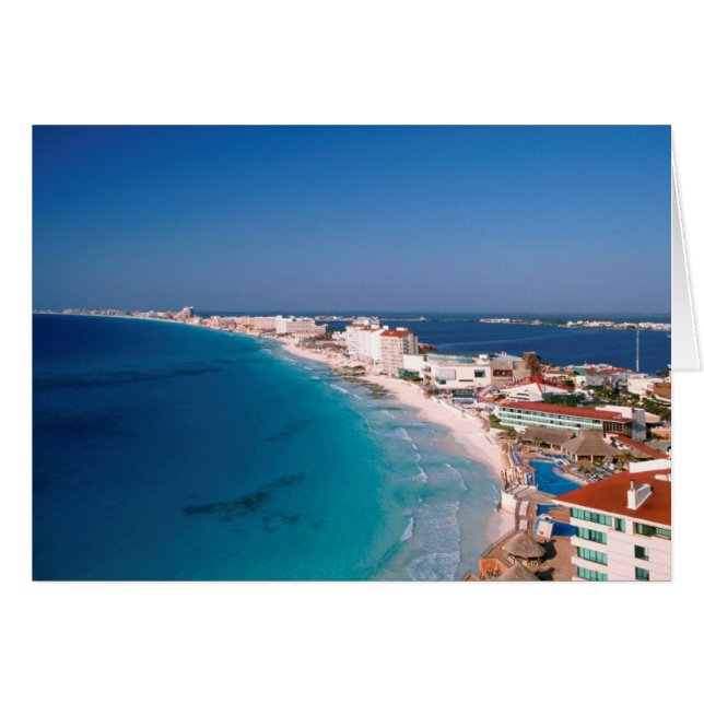 Mexiko, Cancun, flygvy över hotell Hälsningskort (Framsidan Horizontal)