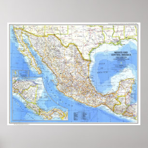 " Mexiko/Centralamerika: 1980 Detaljerad KARTA ... Poster