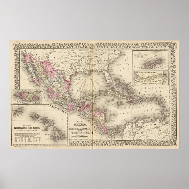 Mexiko, Centralamerika, Väster Poster (Framsidan)