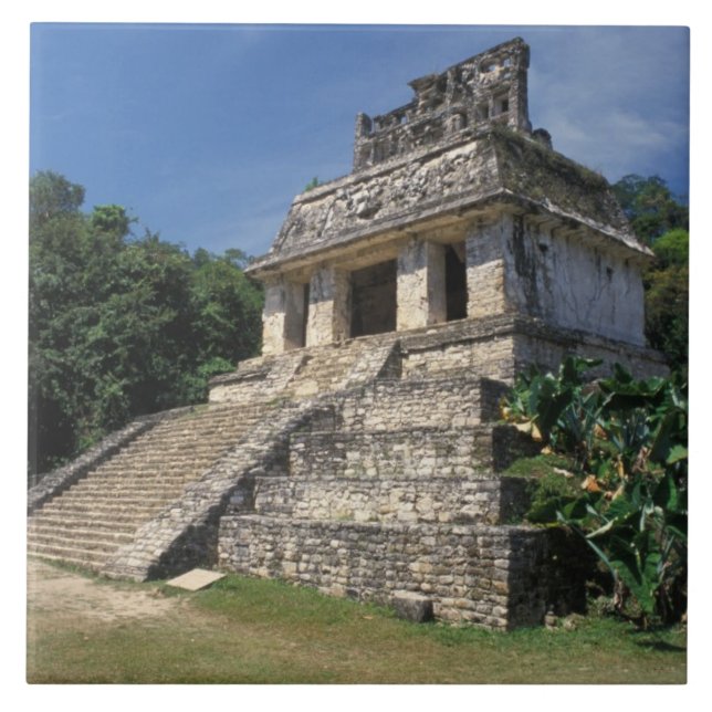 Mexiko, Chiapas provins, Palenque. Solens tempel Kakelplatta (Framsidan)