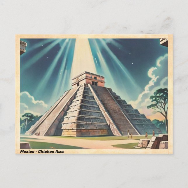Mexiko Chichen Itza Vintage Resa Vykort (Framsida)