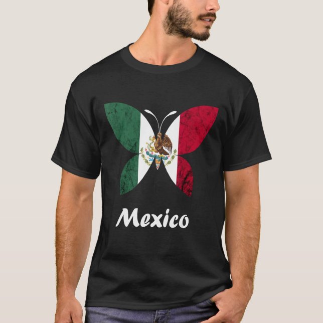 Mexiko Cinco De Mayo Mexican Flagga Butterfly Mexi T Shirt (Framsida)