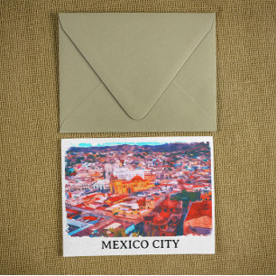 Mexiko City CDMX Painting Panorama View Vykort