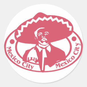 Mexiko City Frimärke Runt Klistermärke