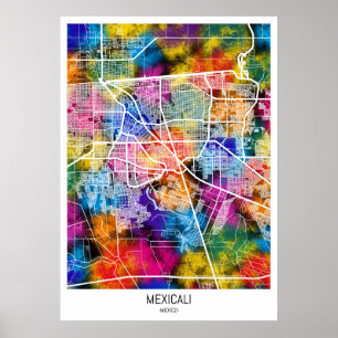Mexiko City Karta Poster