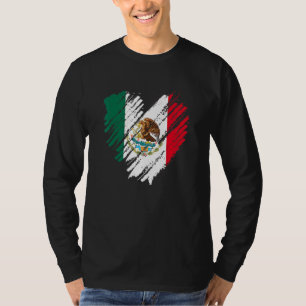 Mexiko City Mexikanska Flagga Heart Mexiko T Shirt