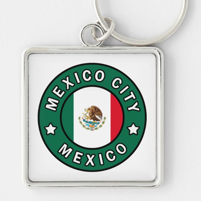 Mexiko City Mexiko Fyrkantig Silverfärgad Nyckelring (Framsidan)