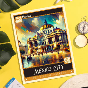 Mexiko City, Mexiko Måla Vintage Vykort
