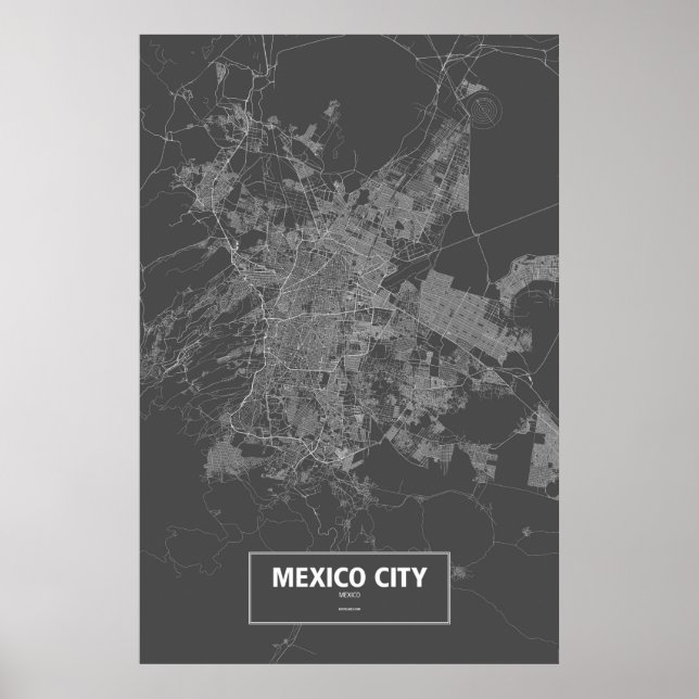 Mexiko City, Mexiko (vit på svart) Poster (Framsidan)