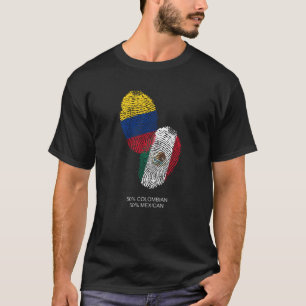 Mexiko, Colombia, Flagga, tumme, tryck, identitet T Shirt