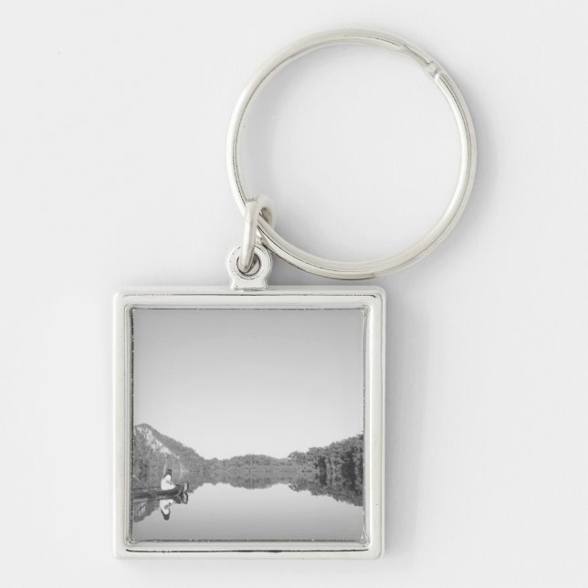 Mexiko, Conanp-skogsvaktarn patrullerar med sin so Fyrkantig Silverfärgad Nyckelring (Framsidan)