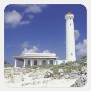 Mexiko, Cozumel. Punta Sur Celarain fyr. Fyrkantigt Klistermärke