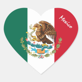 Mexiko-dekal, hjärta, patriotisk mexikansk flagga hjärtformat klistermärke