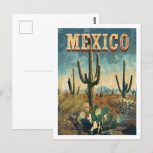 Mexiko Dessert Vintage Berömd Travel Ställe Vykort