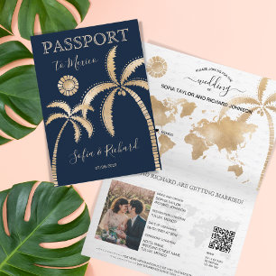 Mexiko Destinationsbröllop Passport World QR Code Inbjudan